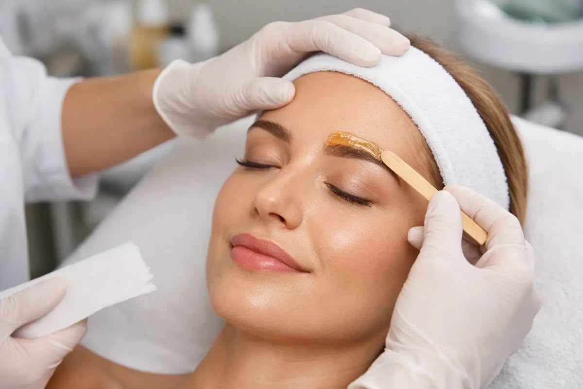 Eyebrow threading and shaping treatment